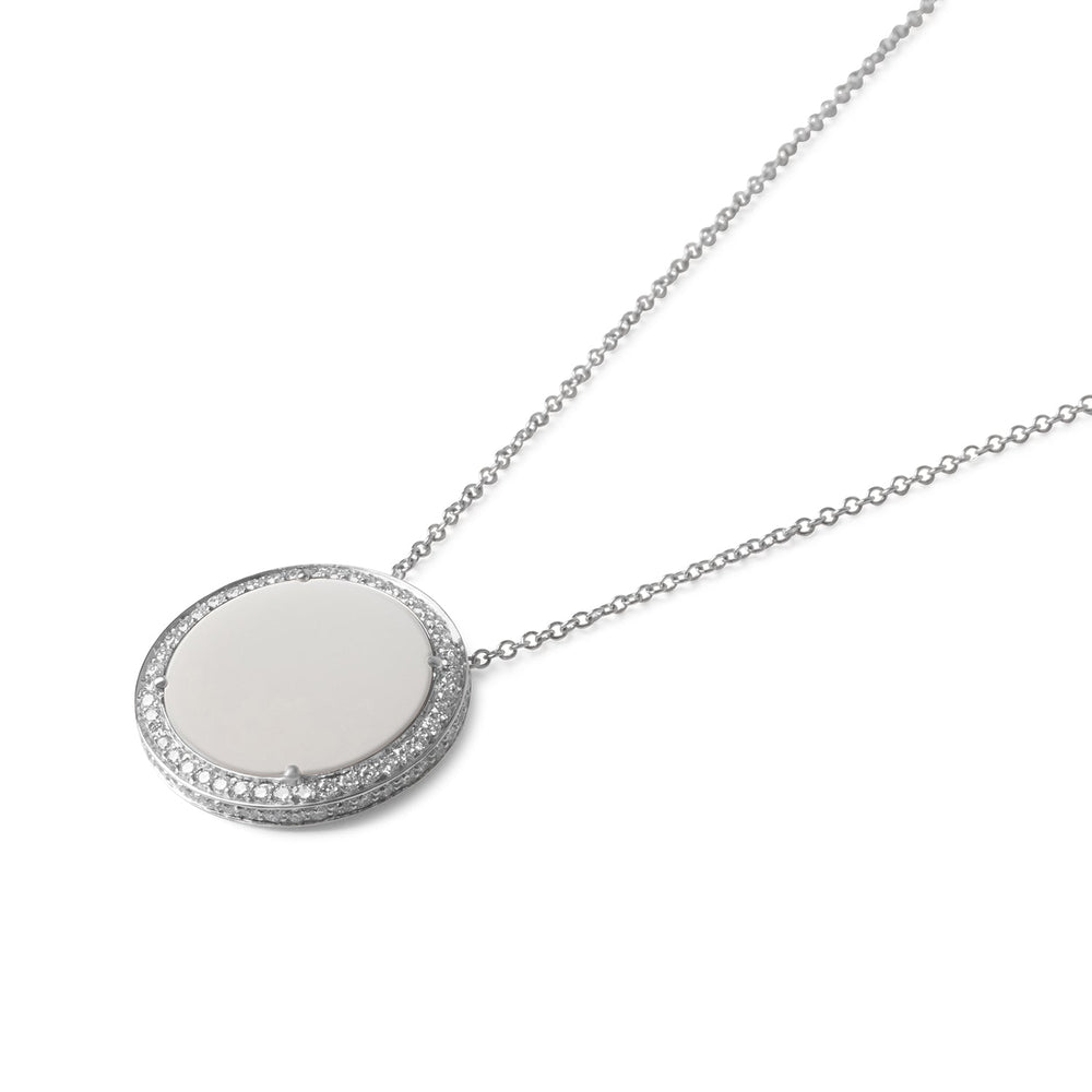 Eternity necklace with white agate in white gold, large size (view 2)