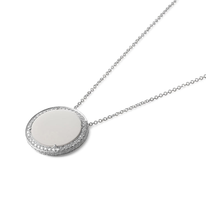 Eternity necklace with white agate in white gold, large size (view 2)