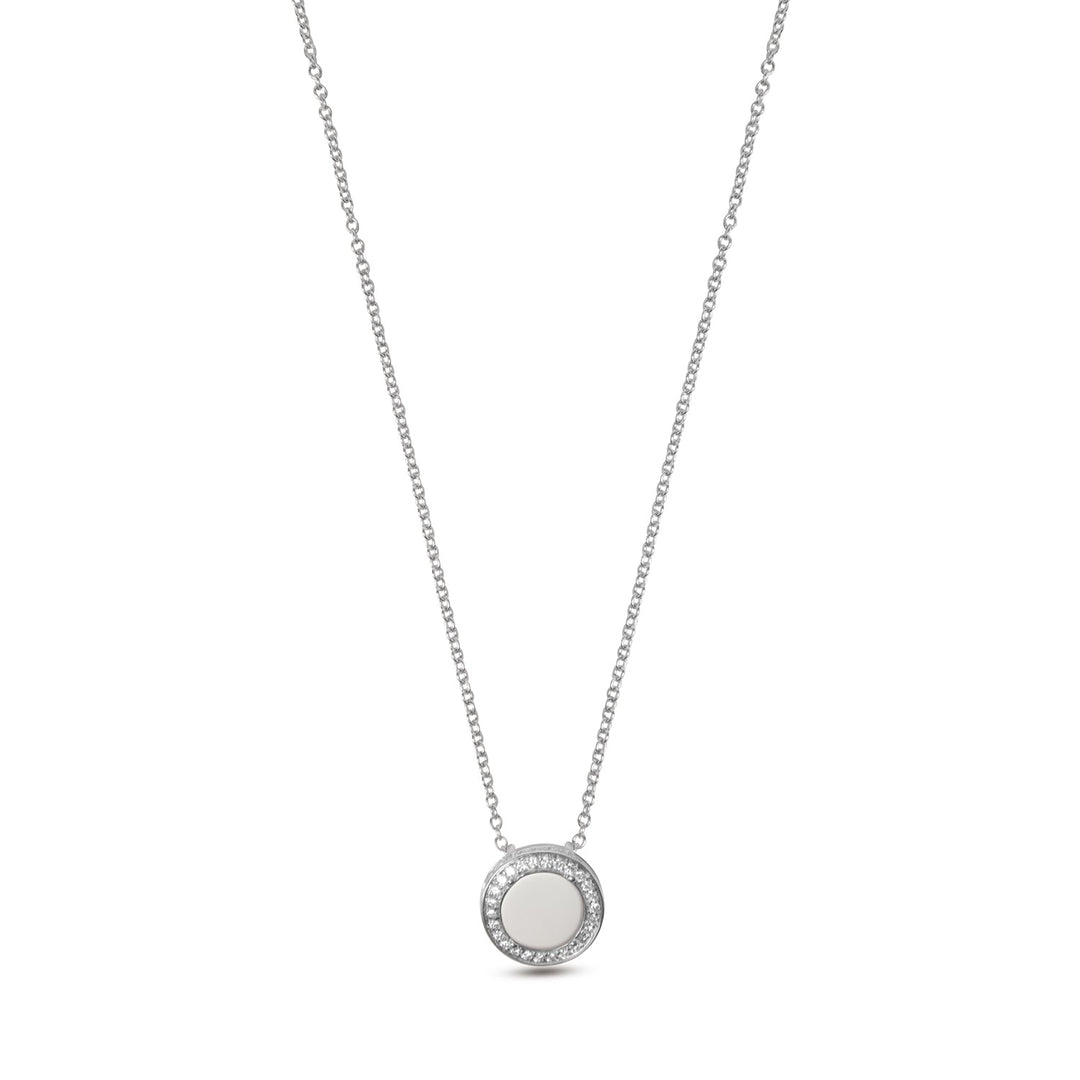Eternity necklace with white agate in white gold, small size