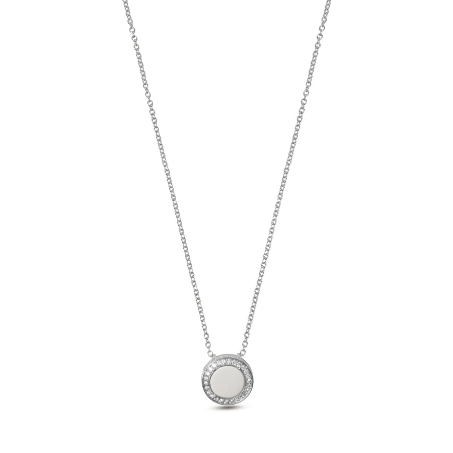 Eternity necklace with white agate in white gold, small size