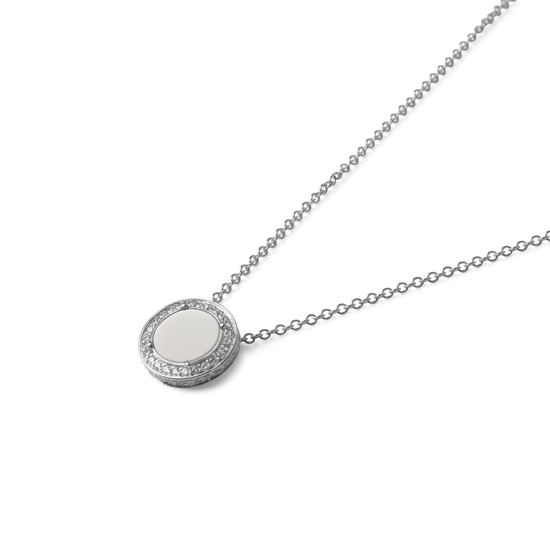 Eternity necklace with white agate in white gold, small size (view 2)