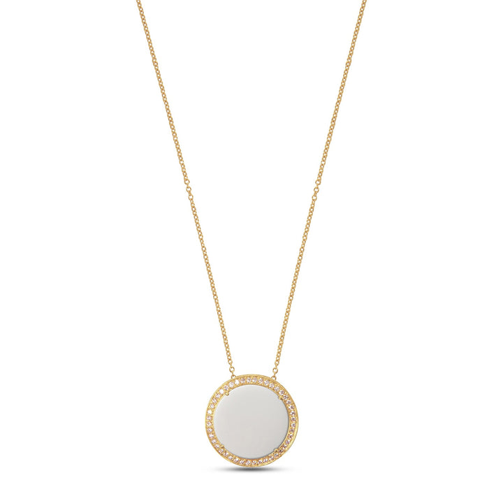 Eternity necklace with white agate in yellow gold, large size