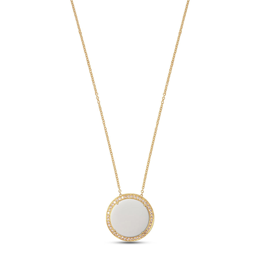 Eternity necklace with white agate in yellow gold, large size