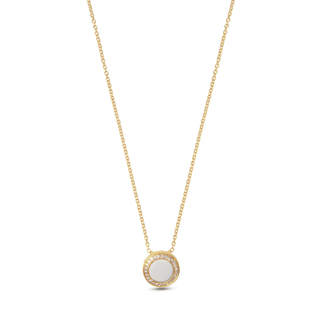 Eternity necklace with white agate in yellow gold, small size