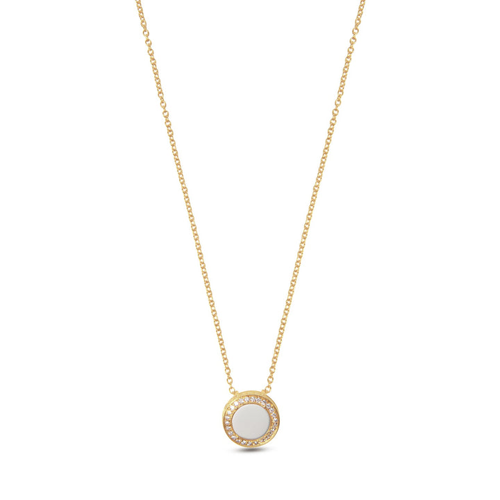 Eternity necklace with white agate in yellow gold, small size