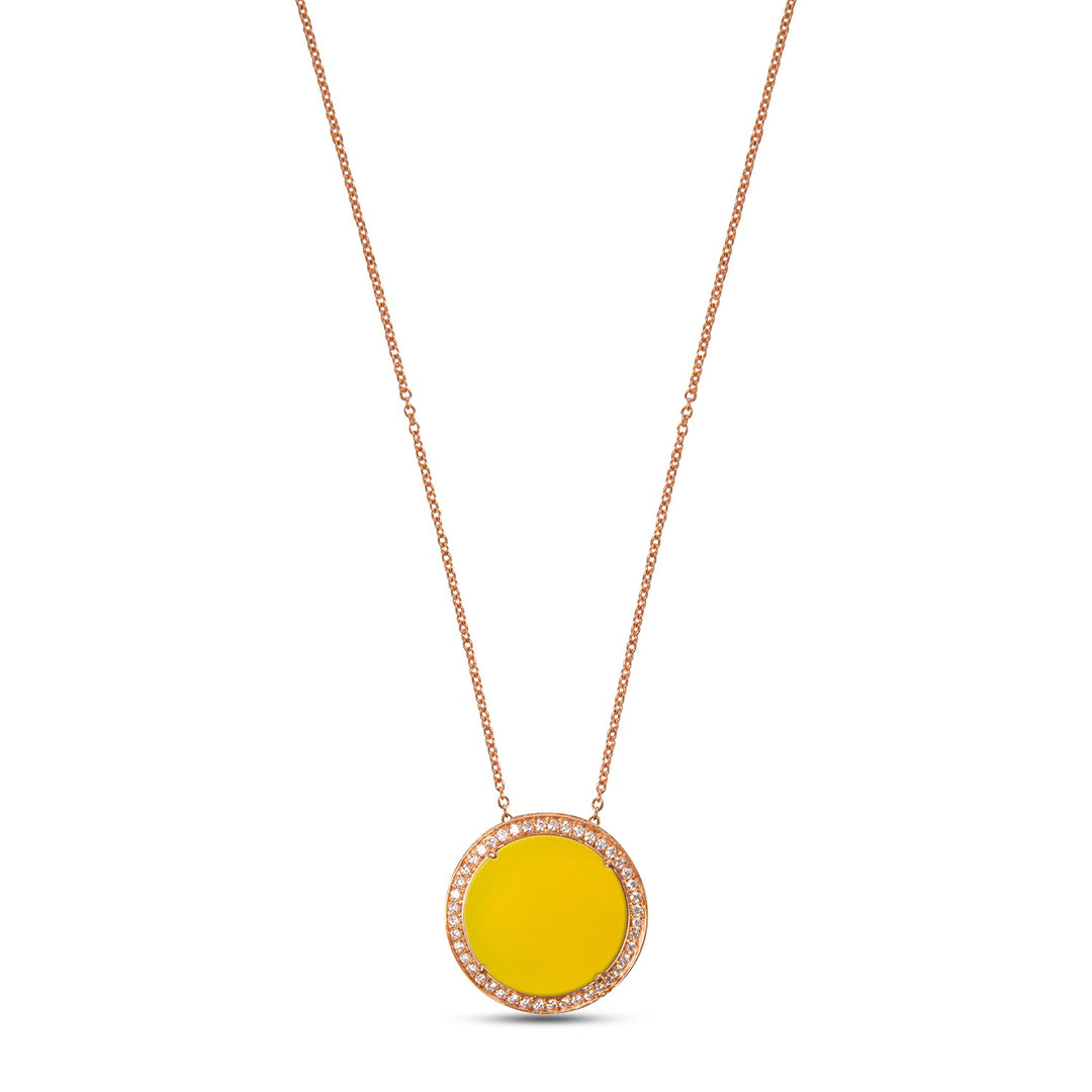 Eternity necklace with yellow agate in rose gold, large size