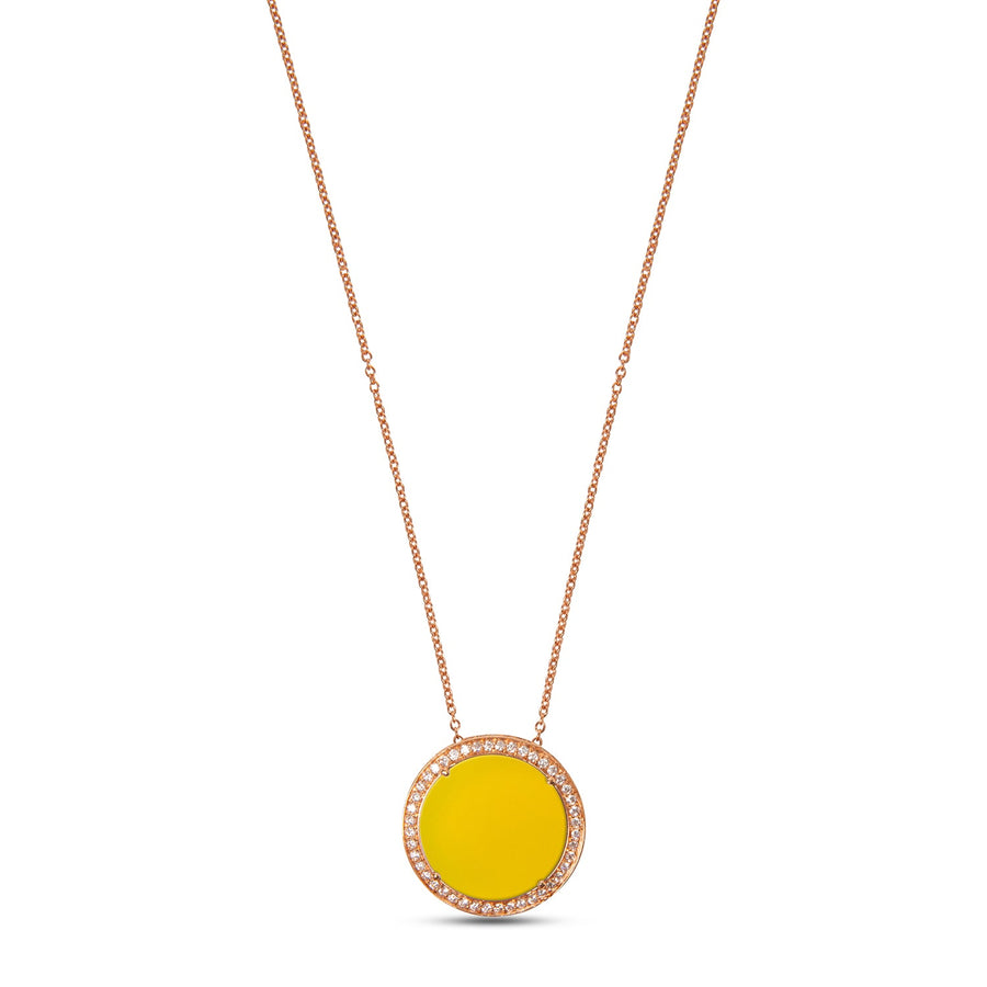 Eternity necklace with yellow agate in rose gold, large size