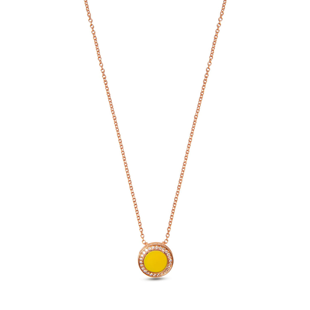 Eternity necklace with yellow agate in rose gold, small size