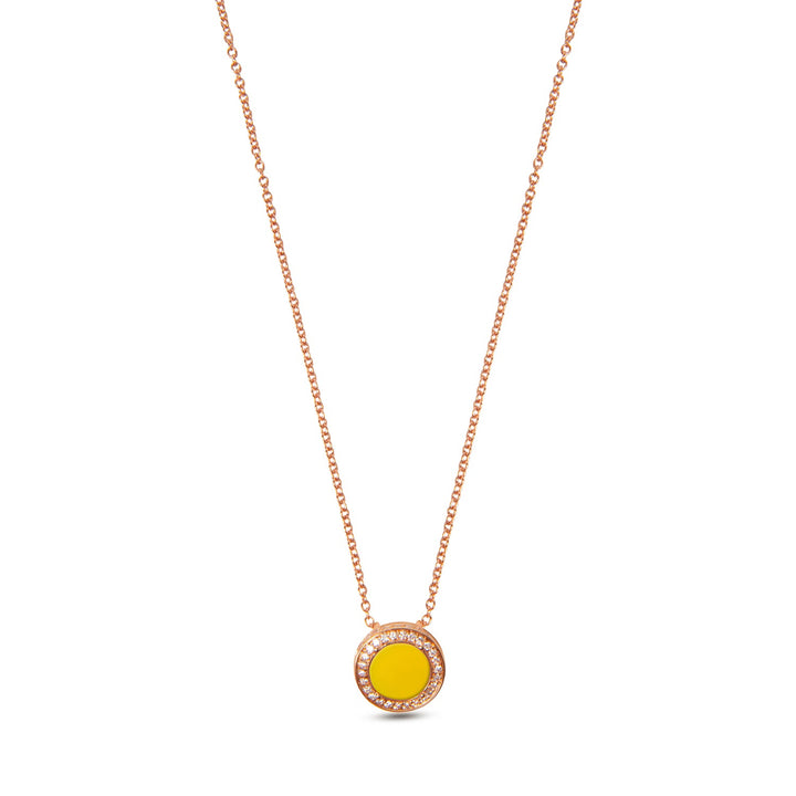 Eternity necklace with yellow agate in rose gold, small size