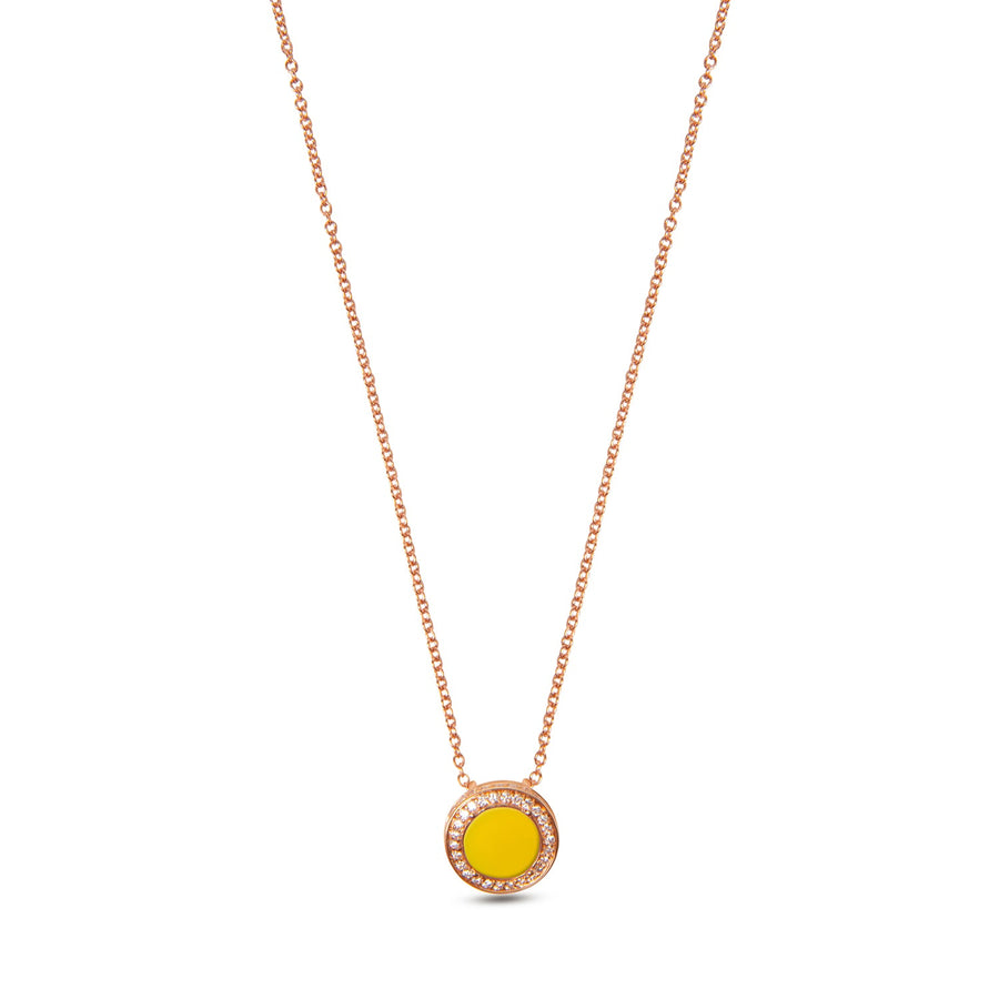 Eternity necklace with yellow agate in rose gold, small size