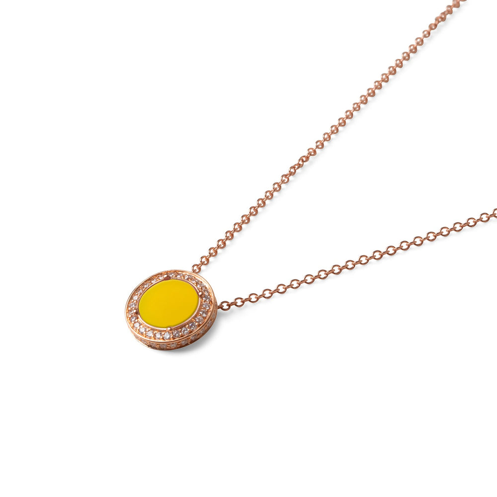 Eternity necklace with yellow agate in rose gold, small size (view 2)