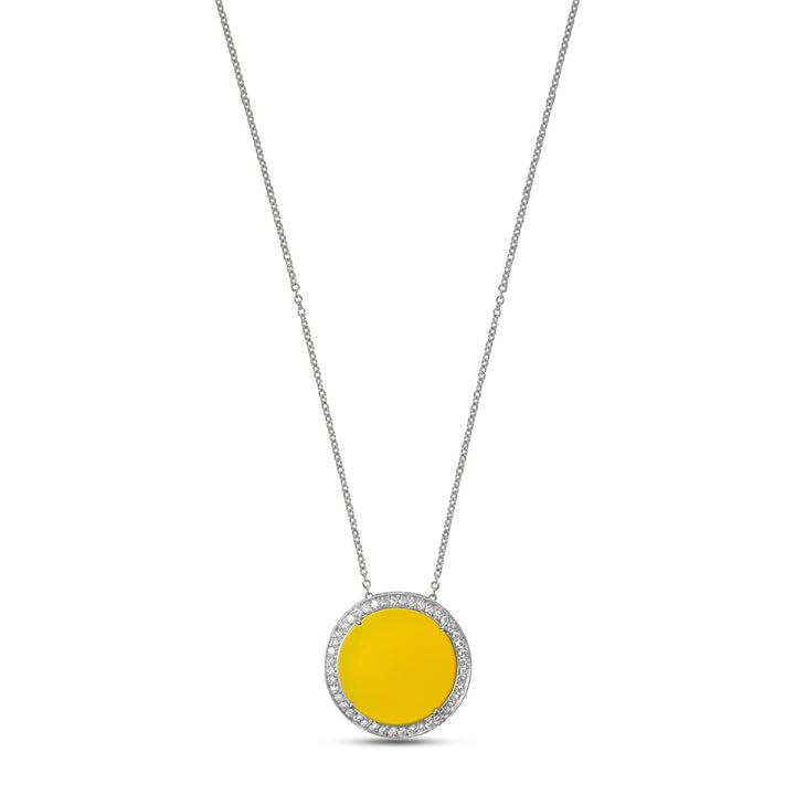 Eternity necklace with yellow agate in white gold, large size