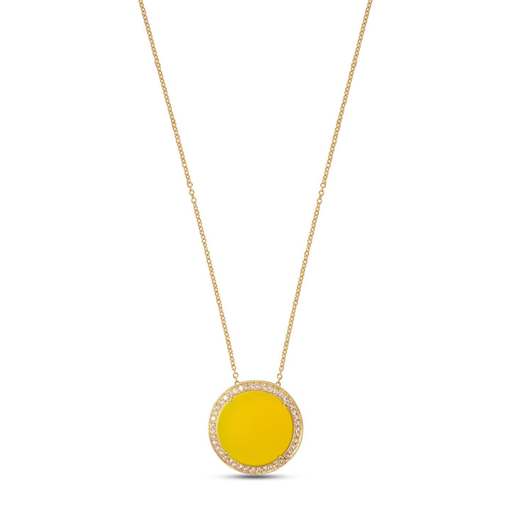 Eternity necklace with yellow agate in yellow gold, large size