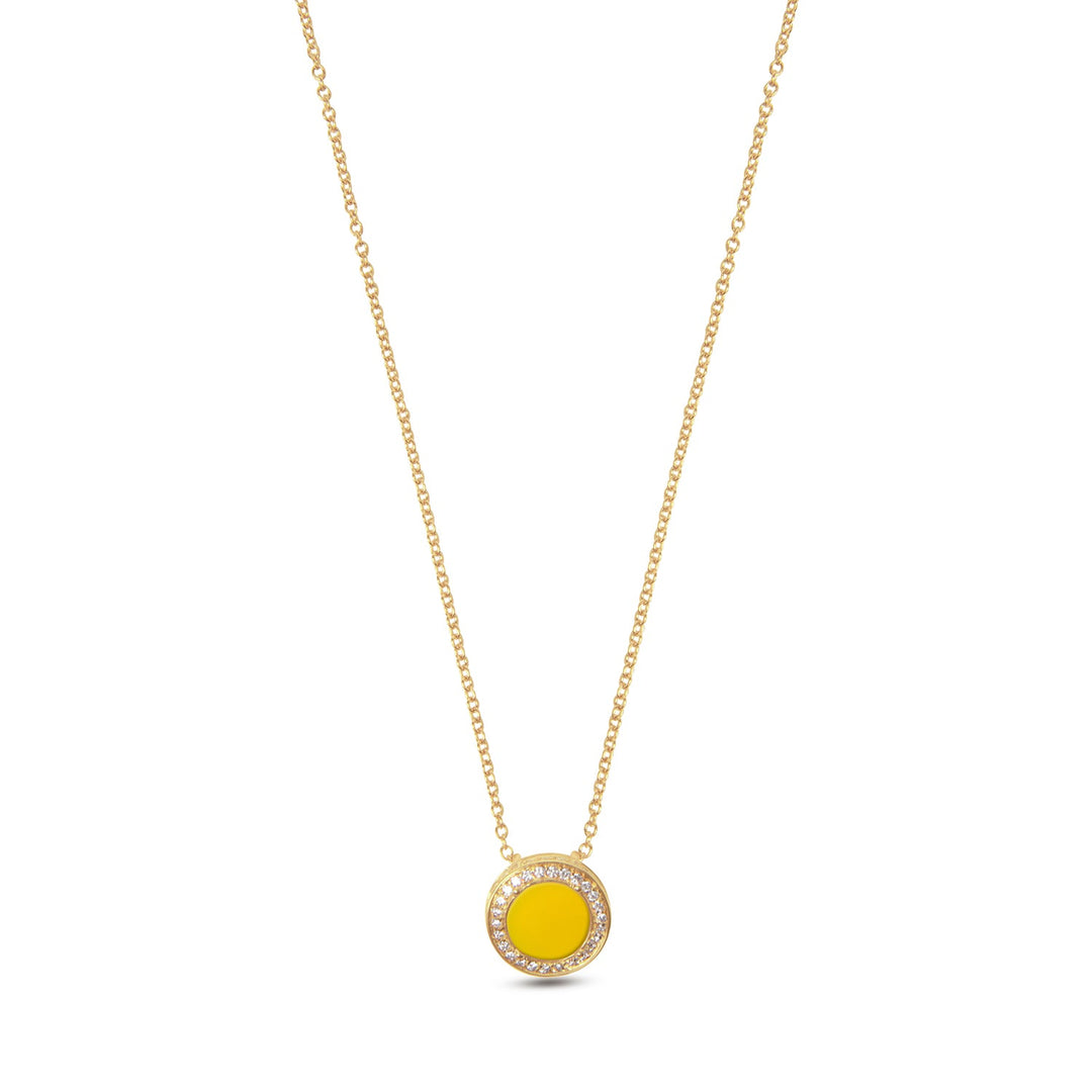 Eternity necklace with yellow agate in yellow gold, small size