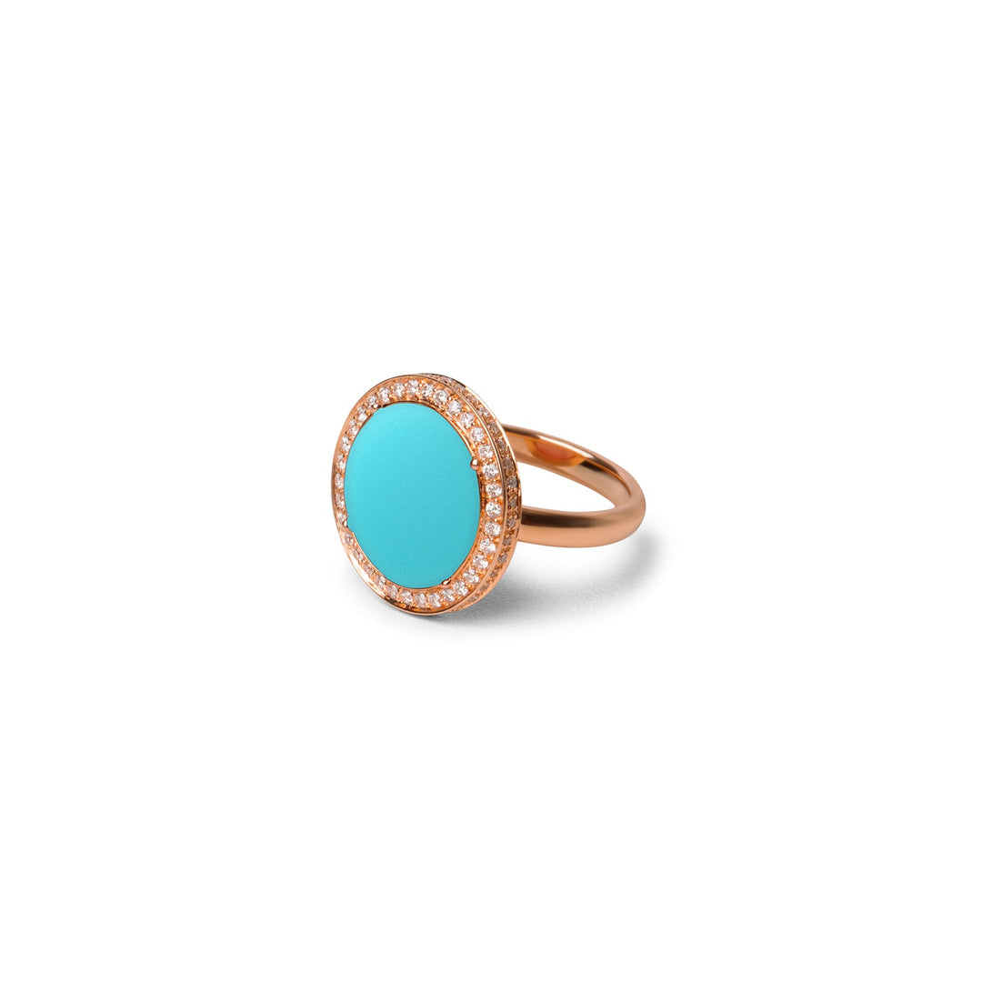 Eternity rings with blue agate in rose gold, medium size (view 2)