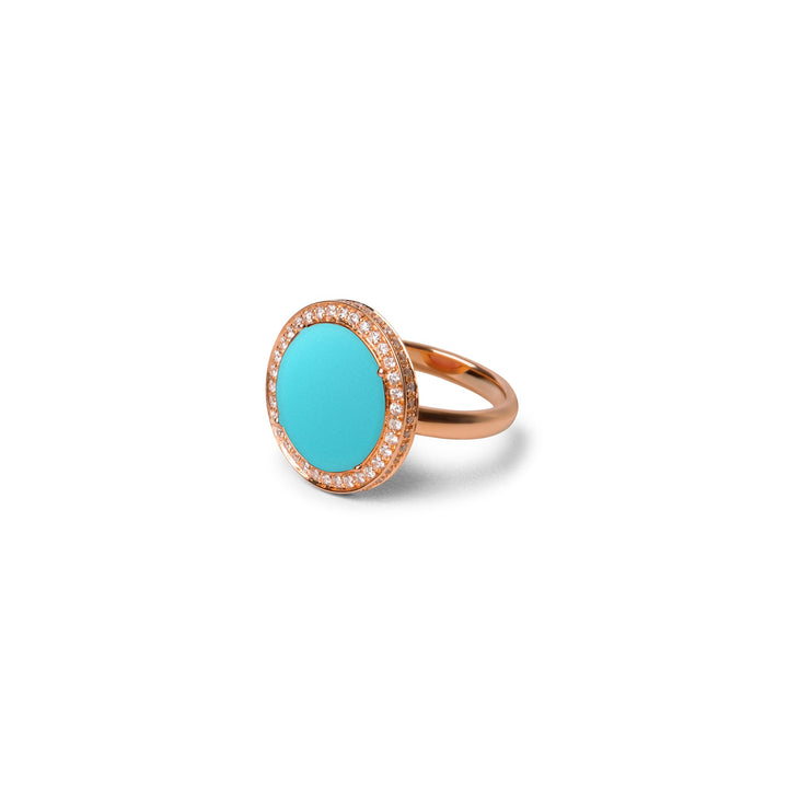 Eternity rings with blue agate in rose gold, medium size (view 2)