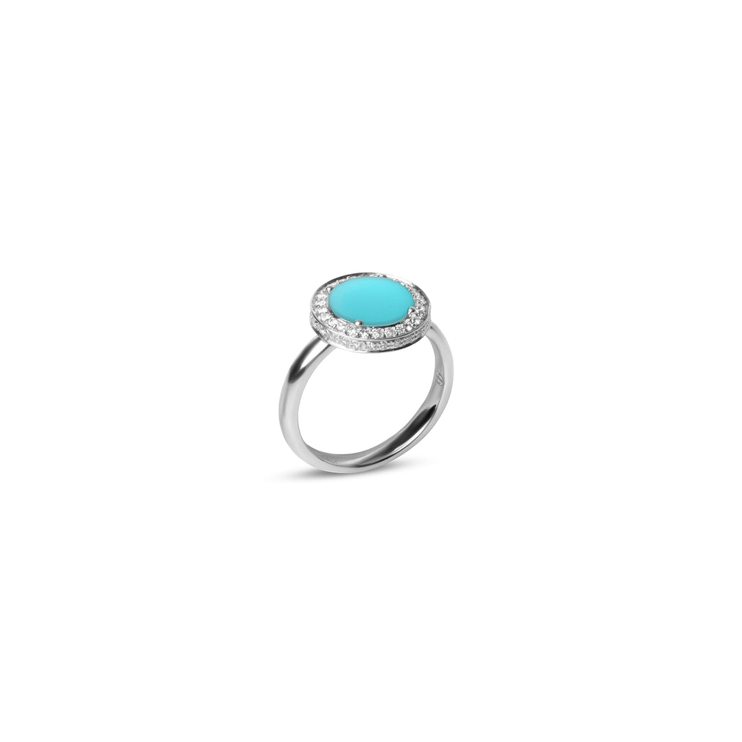 Eternity rings with blue agate in white gold, small size