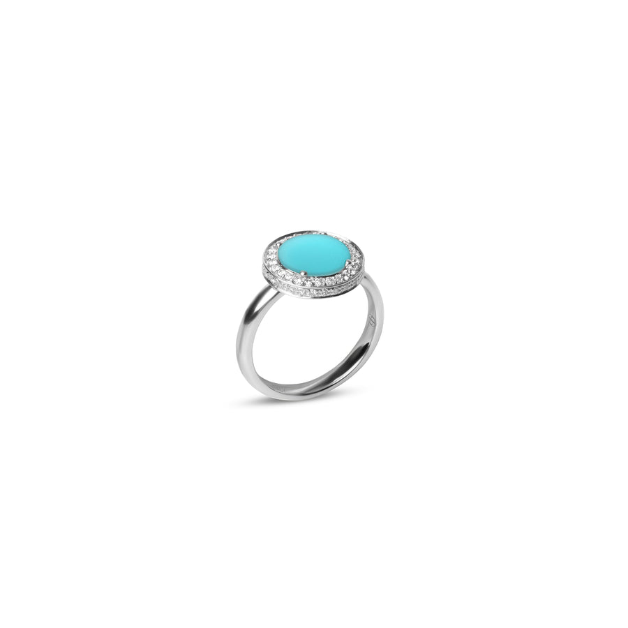 Eternity rings with blue agate in white gold, small size