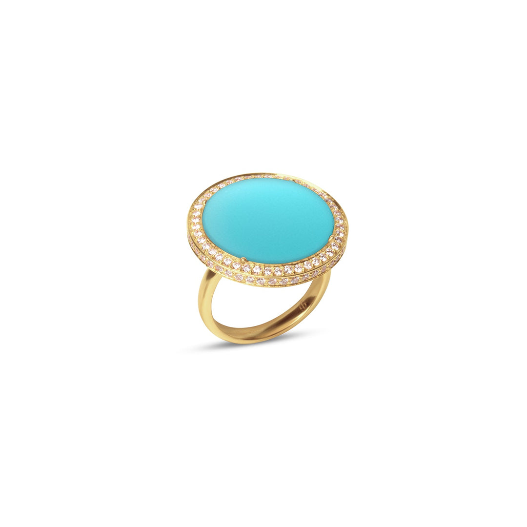 Eternity rings with blue agate in yellow gold, large size