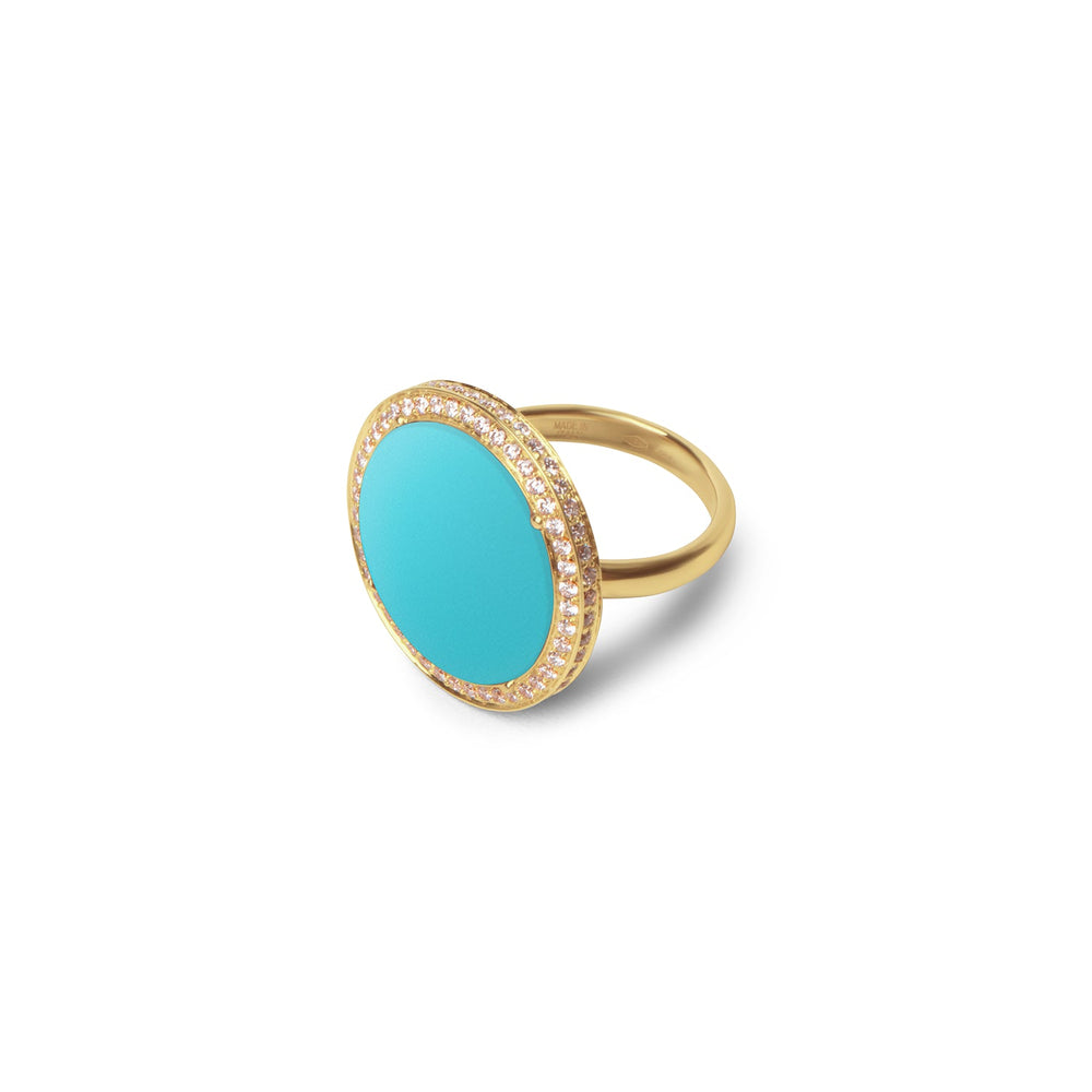 Eternity rings with blue agate in yellow gold, large size (view 2)