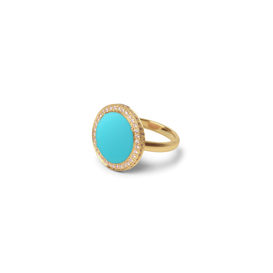 Eternity rings with blue agate in yellow gold, medium size (view 2)