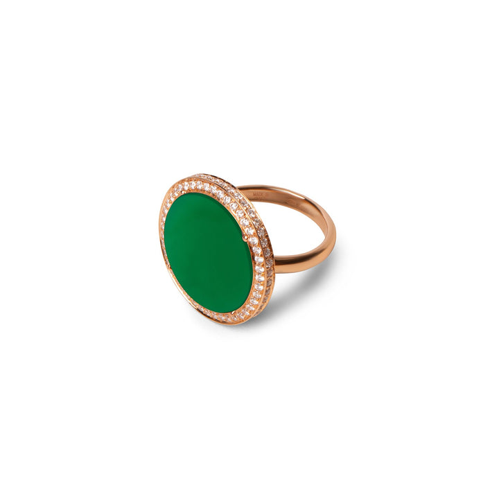 Eternity rings with green agate in rose gold, large size (view 2)