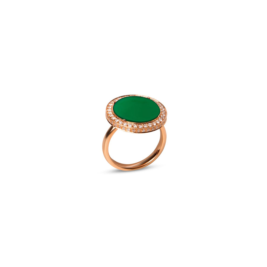 Eternity rings with green agate in rose gold, medium size