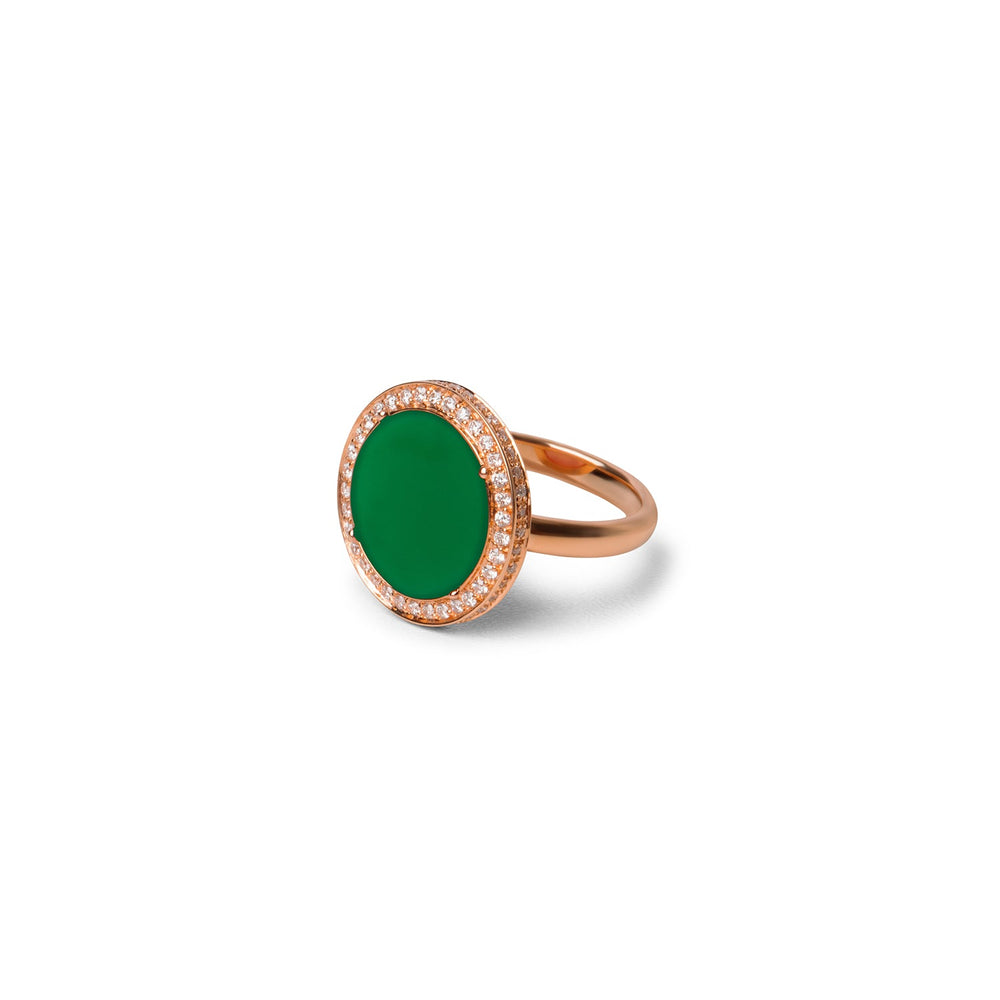 Eternity rings with green agate in rose gold, medium size (view 2)