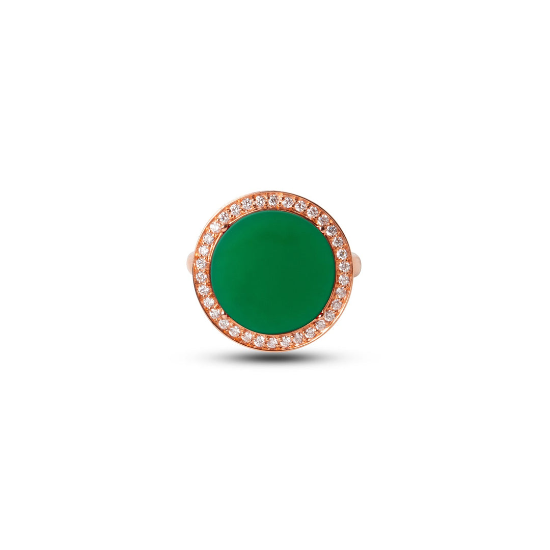 Eternity rings with green agate in rose gold, medium size (view 3)