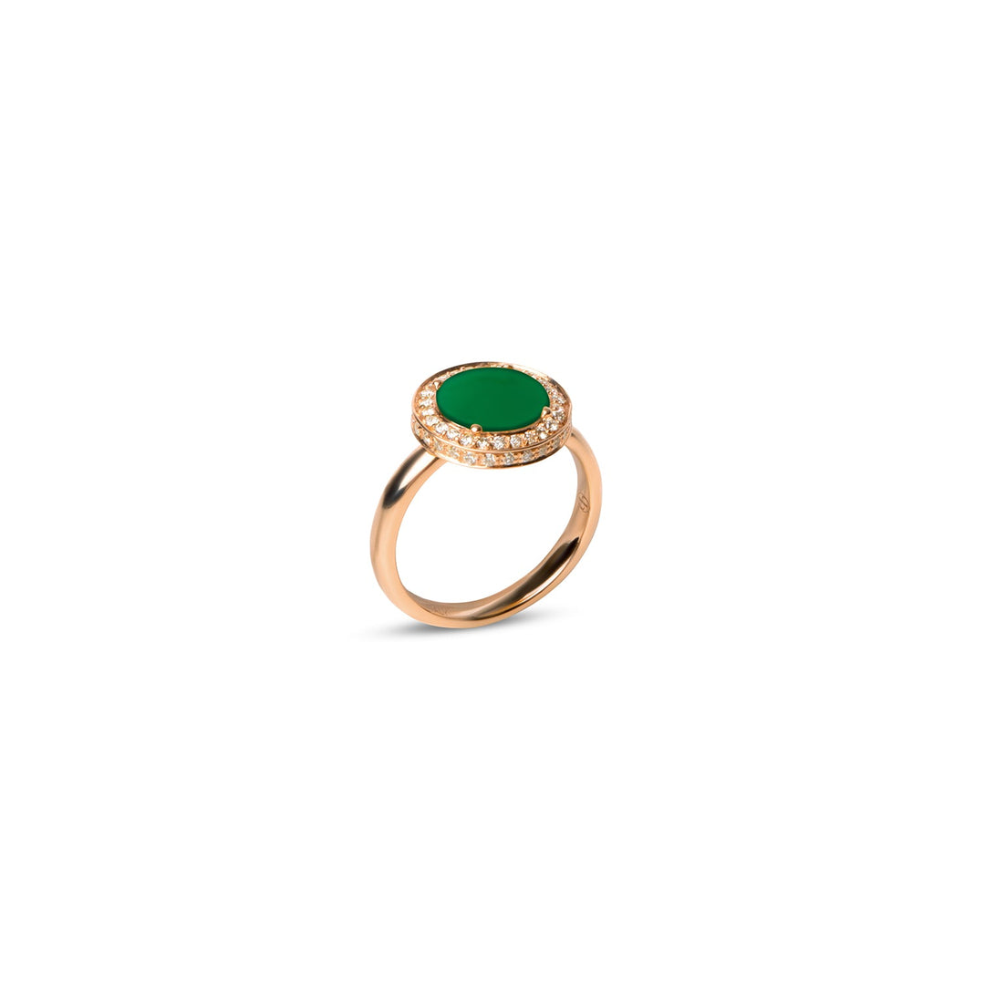 Eternity rings with green agate in rose gold, small size