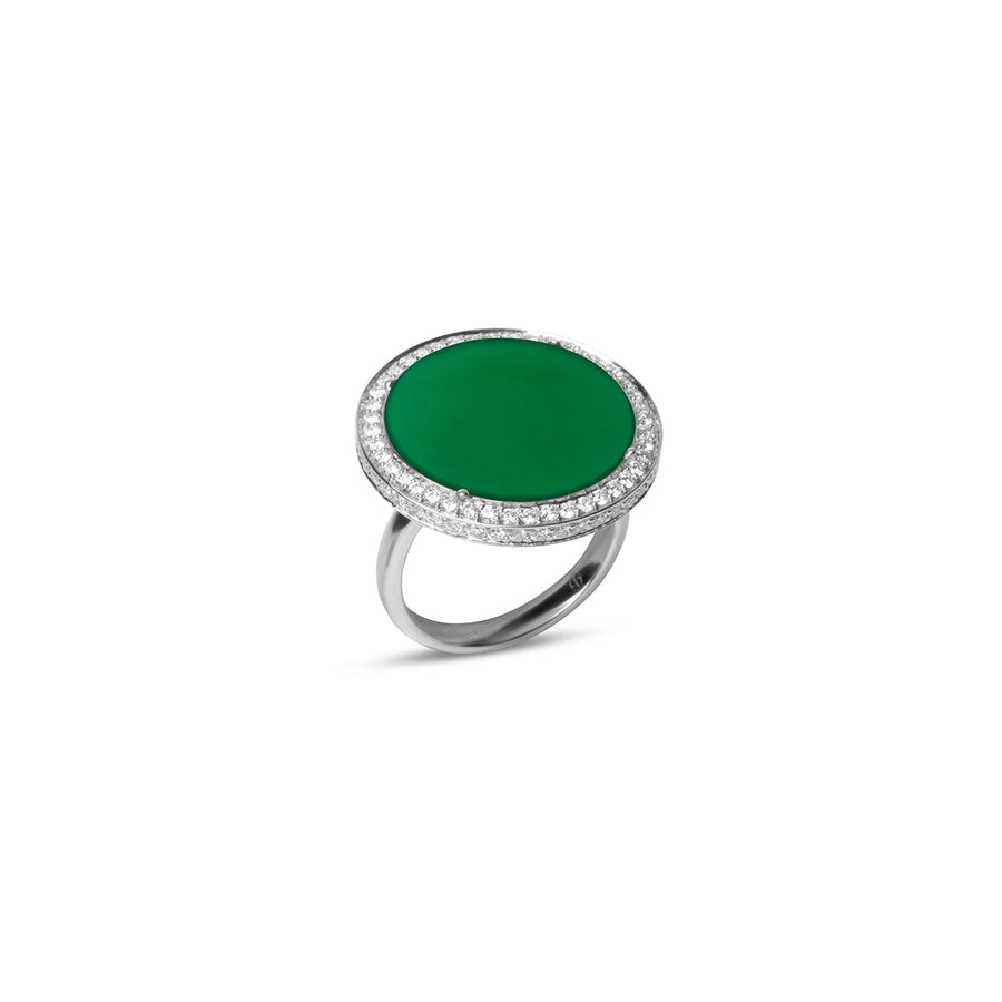 Eternity rings with green agate in white gold, large size