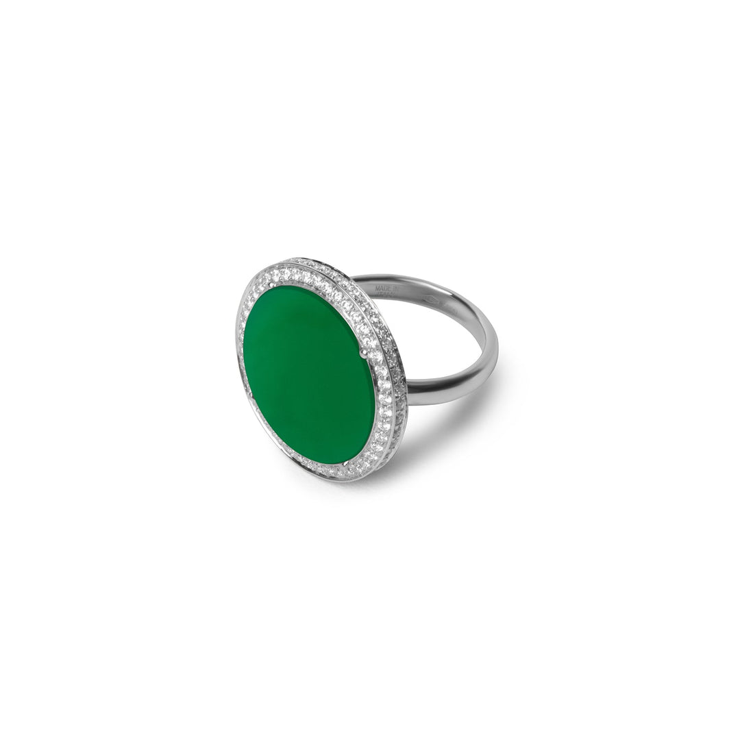 Eternity rings with green agate in white gold, large size (view 2)