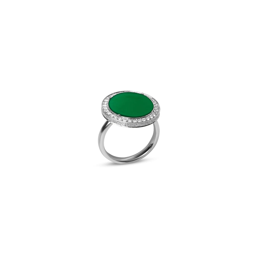 Eternity rings with green agate in white gold, medium size