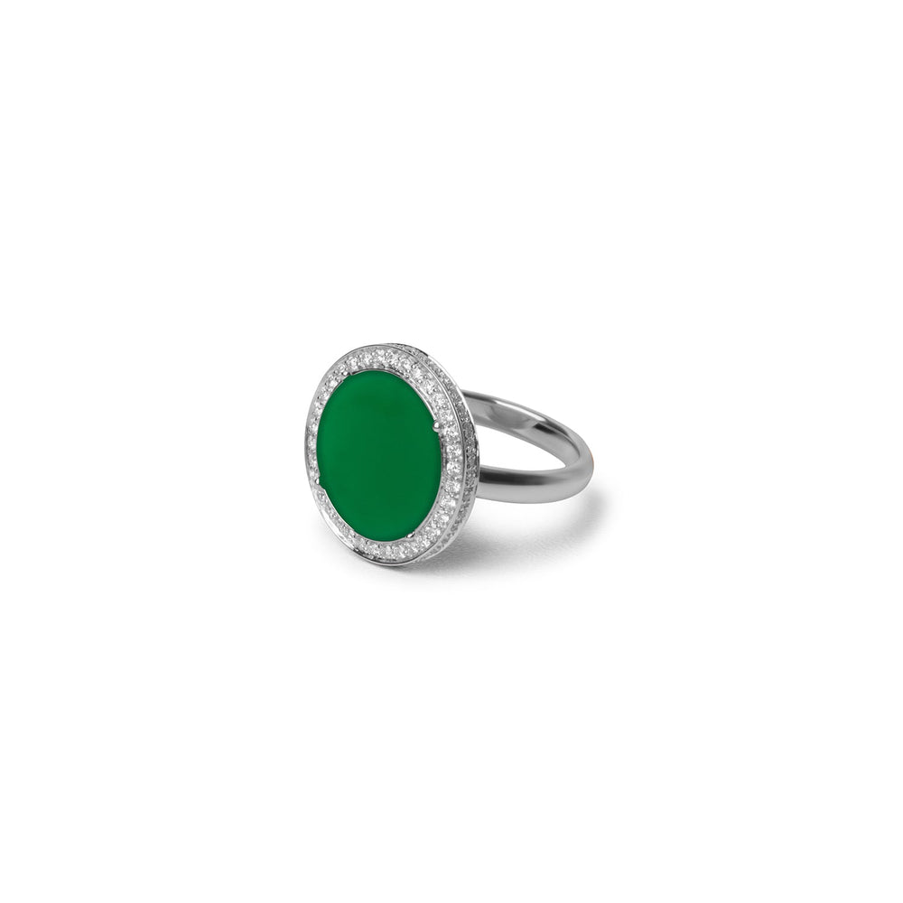 Eternity rings with green agate in white gold, medium size (view 2)