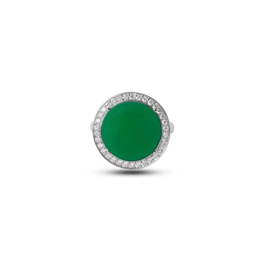 Eternity rings with green agate in white gold, medium size (view 3)