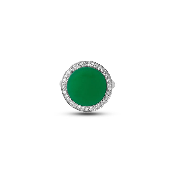 Eternity rings with green agate in white gold, medium size (view 3)
