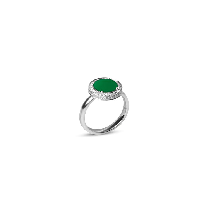 Eternity rings with green agate in white gold, small size