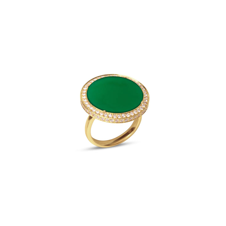 Eternity rings with green agate in yellow gold, large size