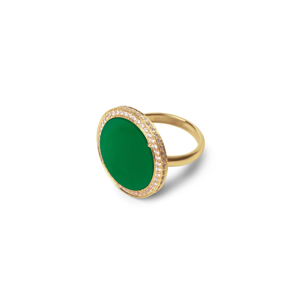 Eternity rings with green agate in yellow gold, large size (view 2)