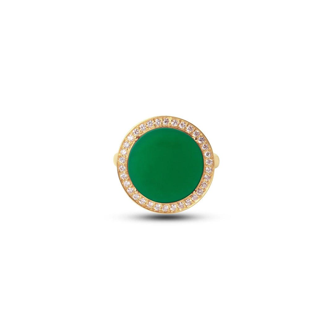 Eternity rings with green agate in yellow gold, medium size (view 3)