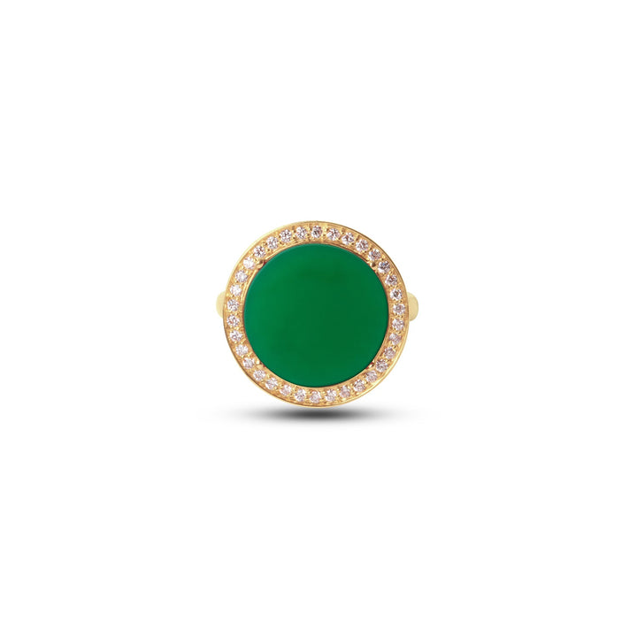 Eternity rings with green agate in yellow gold, medium size (view 3)