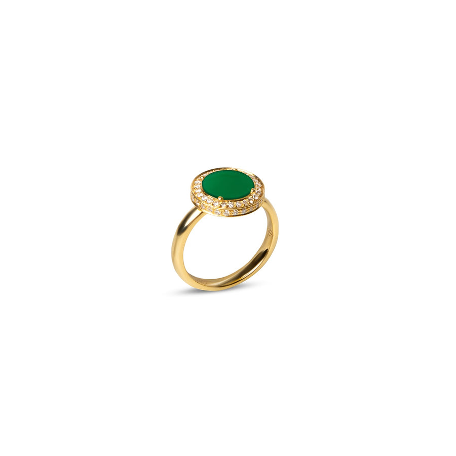 Eternity rings with green agate in yellow gold, small size