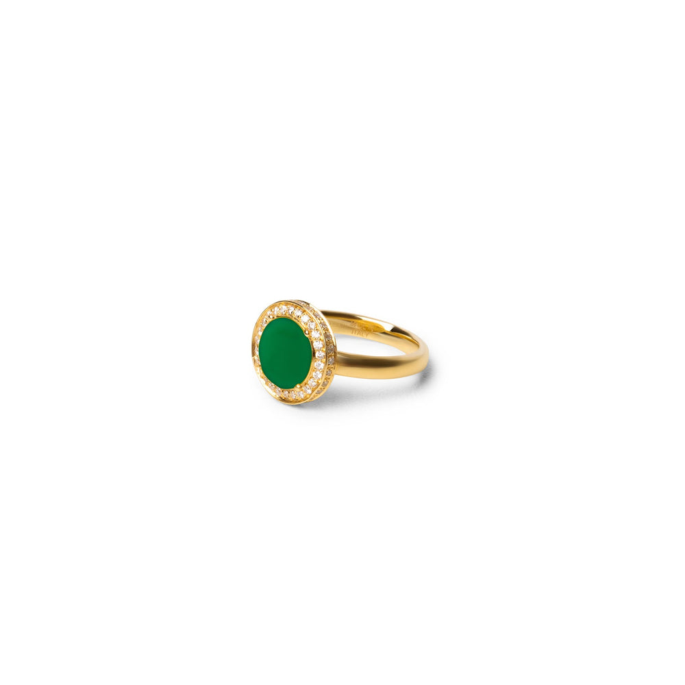 Eternity rings with green agate in yellow gold, small size (view 2)