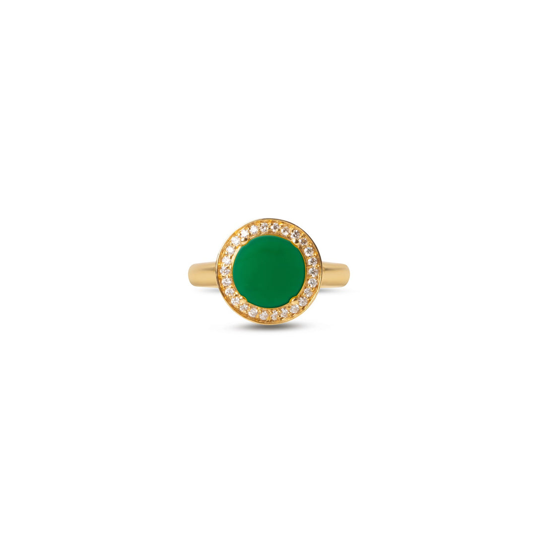 Eternity rings with green agate in yellow gold, small size (view 3)