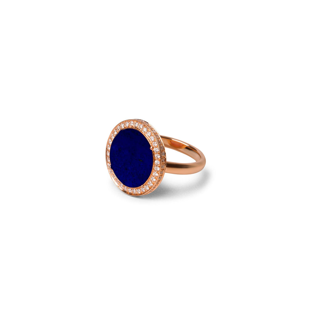 Eternity rings with lapis lazuli in rose gold, medium size (view 2)