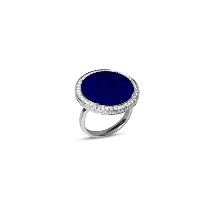 Eternity rings with lapis lazuli in white gold, large size
