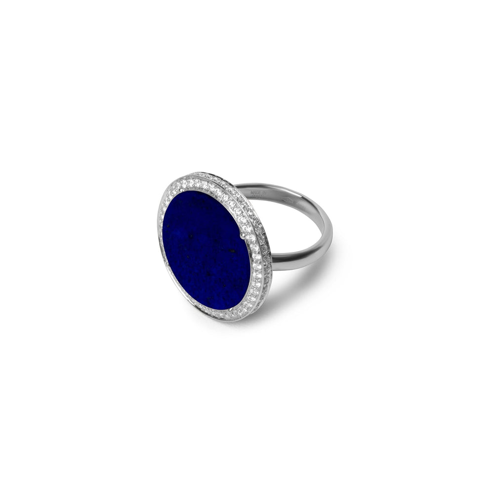 Eternity rings with lapis lazuli in white gold, large size (view 2)