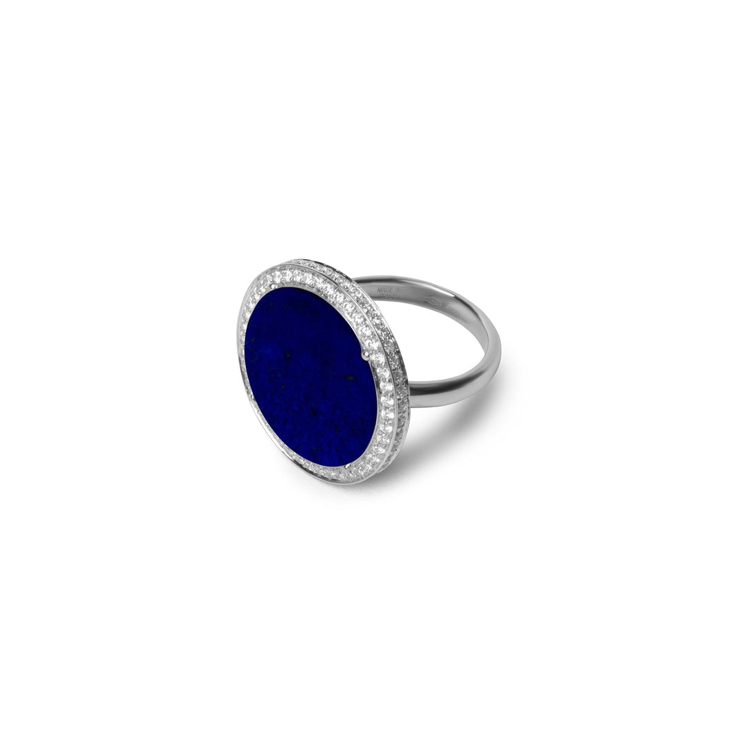Eternity rings with lapis lazuli in white gold, large size (view 2)
