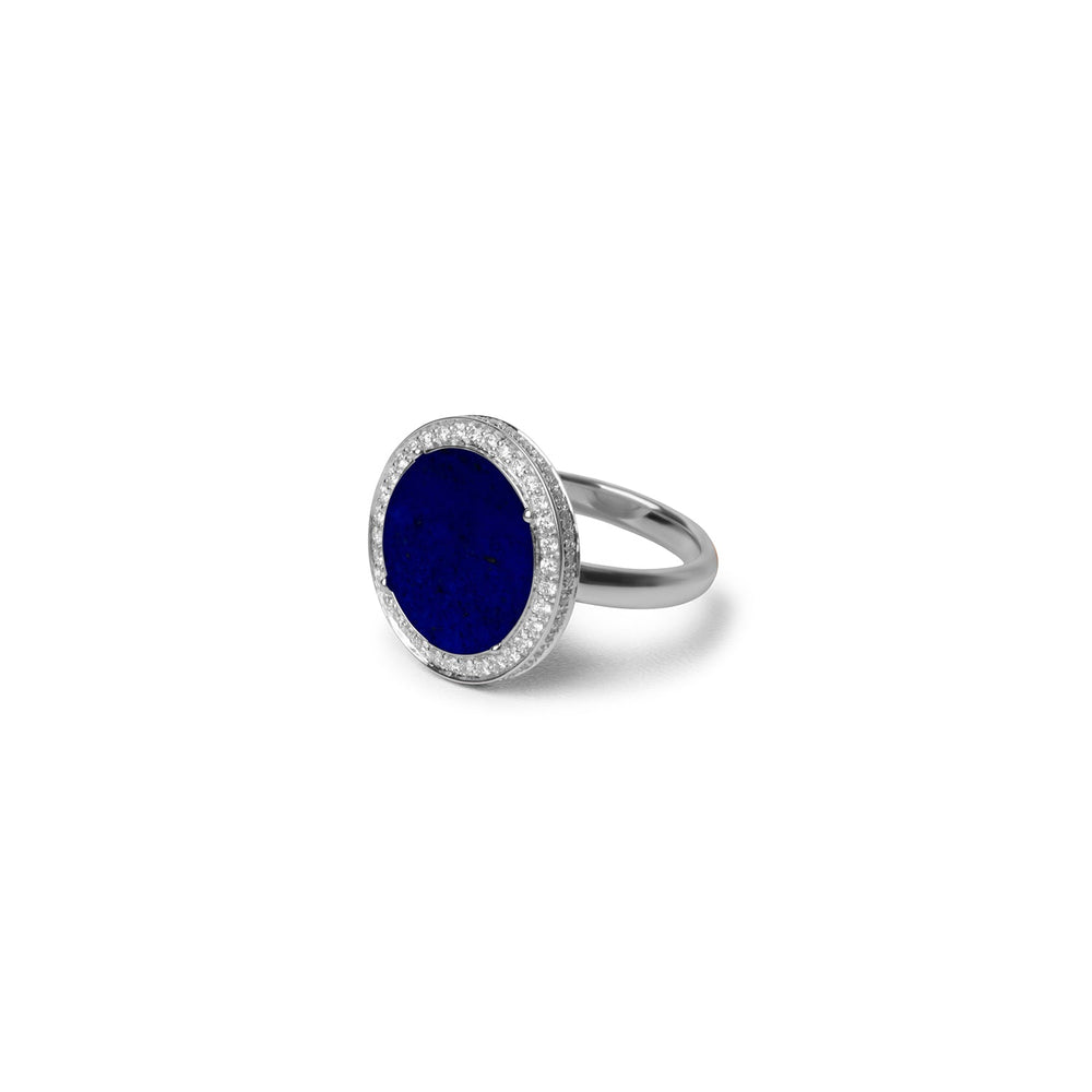 Eternity rings with lapis lazuli in white gold, medium size (view 2)
