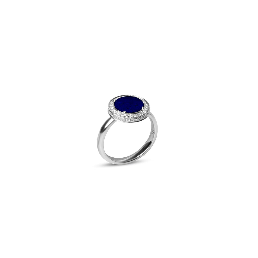 Eternity rings with lapis lazuli in white gold, small size
